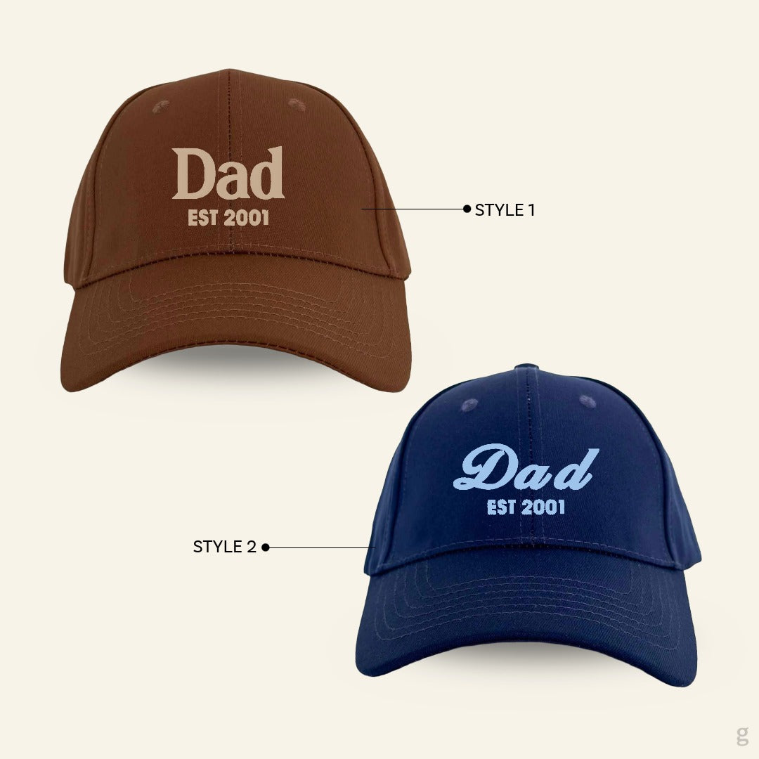 DAD Est Embroidery Baseball Cap - Personalized