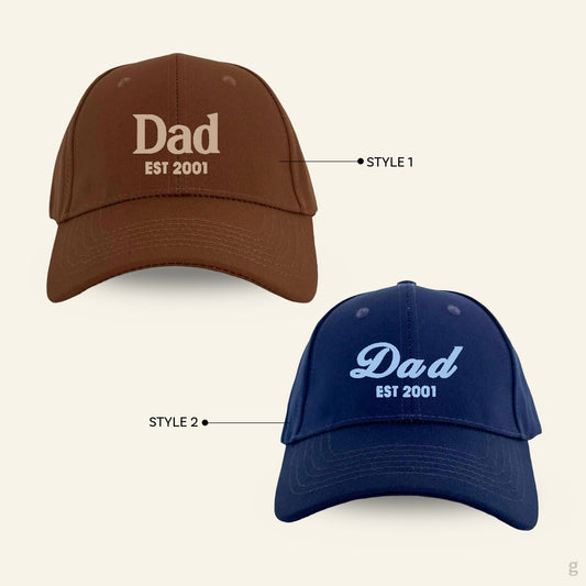 DAD Est Embroidery Baseball Cap - Personalized