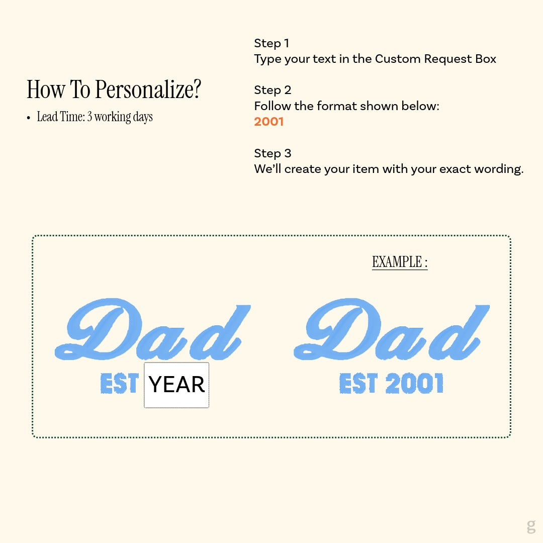 DAD Est Embroidery Baseball Cap - Personalized