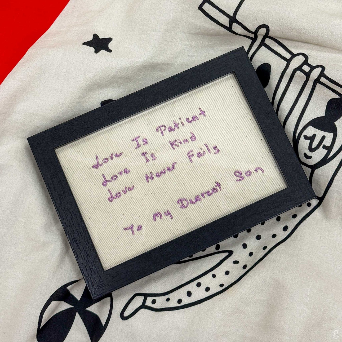 Custom Embroidered Handwritten Note Keepsake Frame