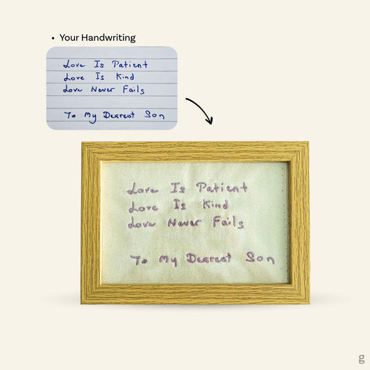 Custom Embroidered Handwritten Note Keepsake Frame