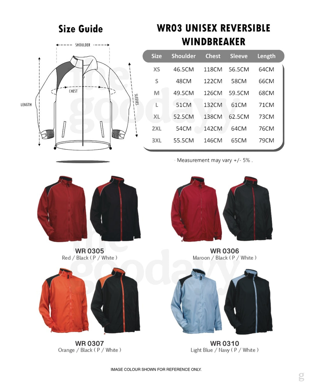 WR03 Full-Zip Reversible Windbreaker Jacket