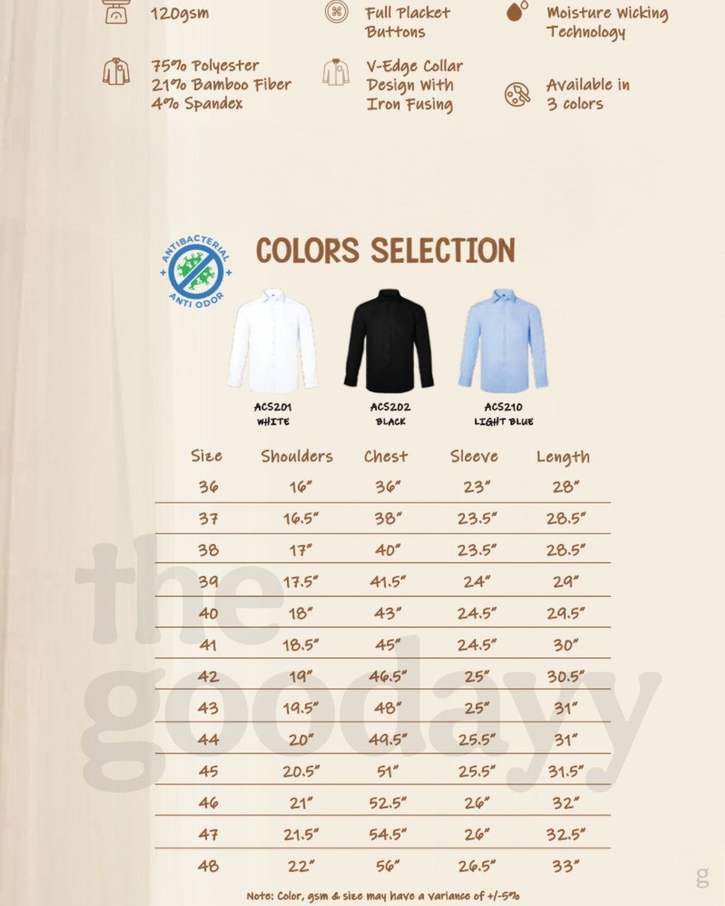 ACS2 Anti-Wrinkle Corporate Long Sleeve Shirt (Male Cutting)