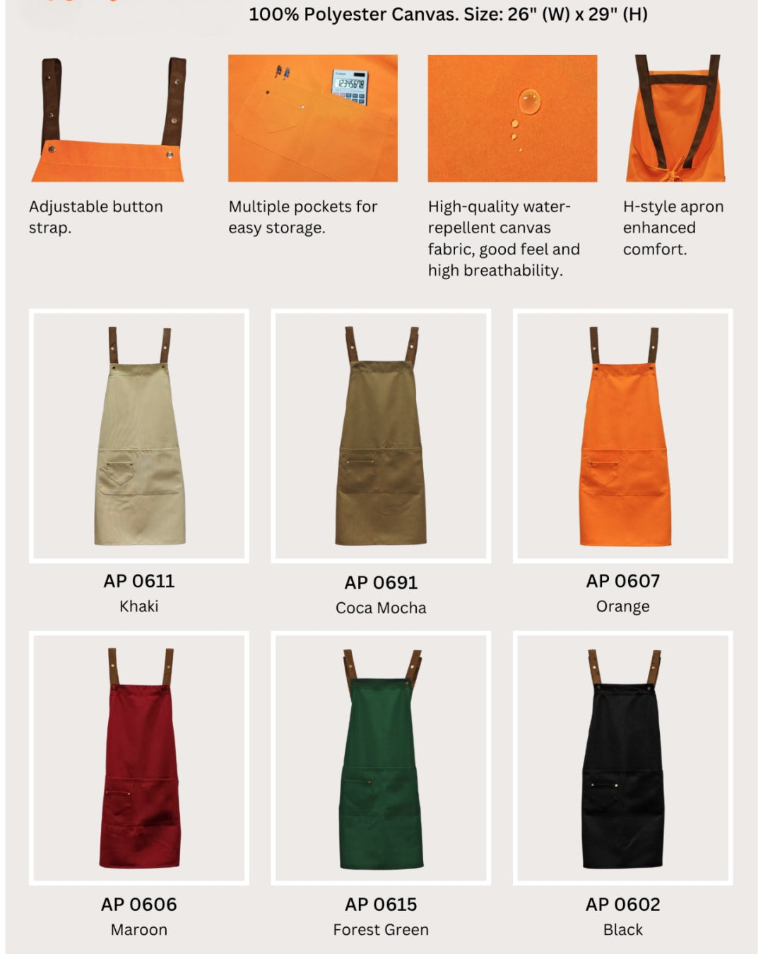 AP06 Polyester Canvas Apron