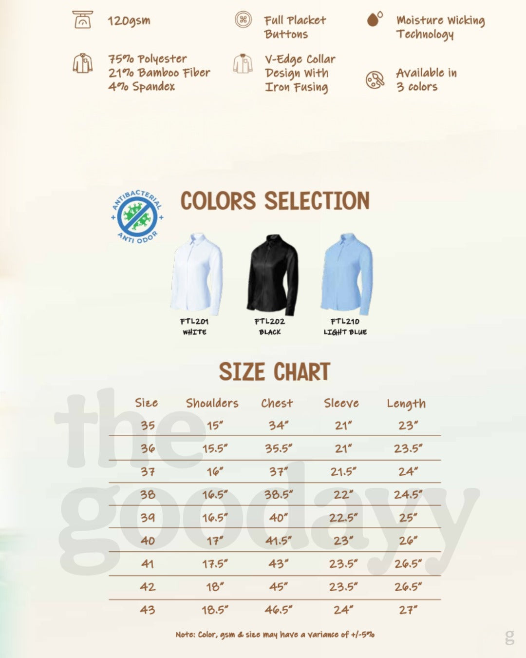 FTL2 Anti-Wrinkle Corporate Long Sleeve Shirt (Female Cutting)