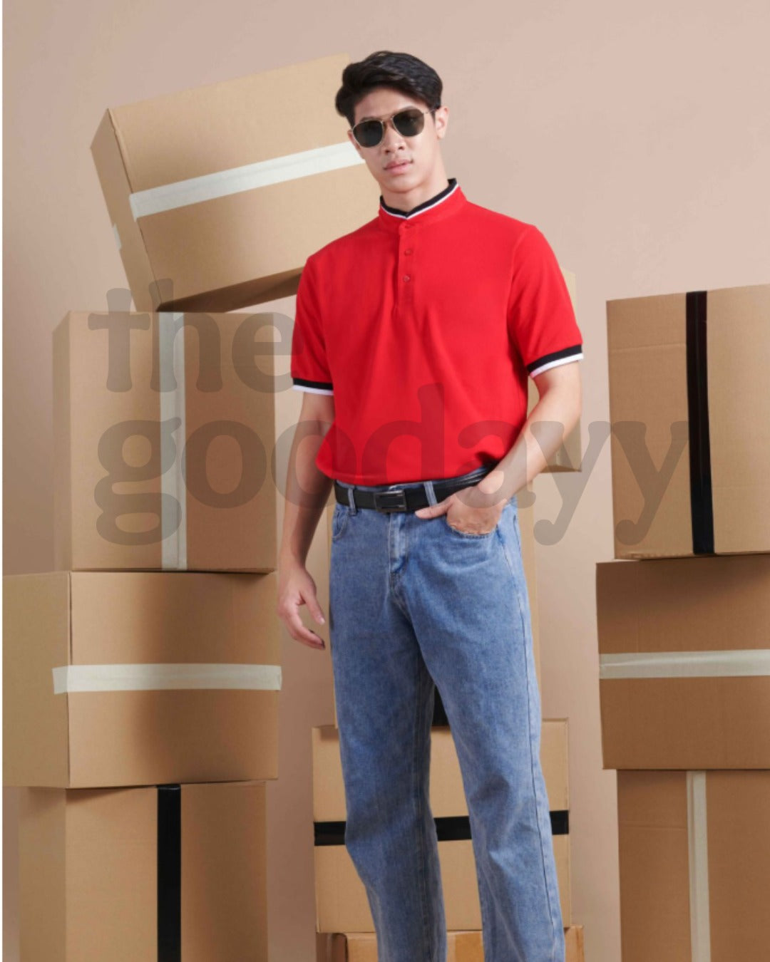 HC23 Honeycomb CVC Short Sleeve Mandarin Collar Polo
