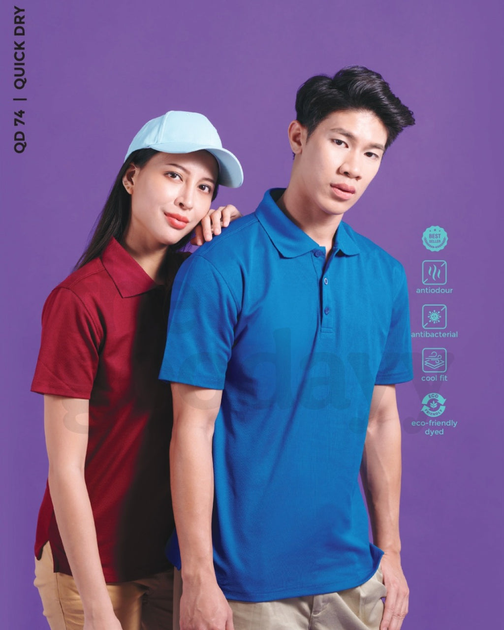 QD74 Quick Dry CVC Short Sleeve Polo