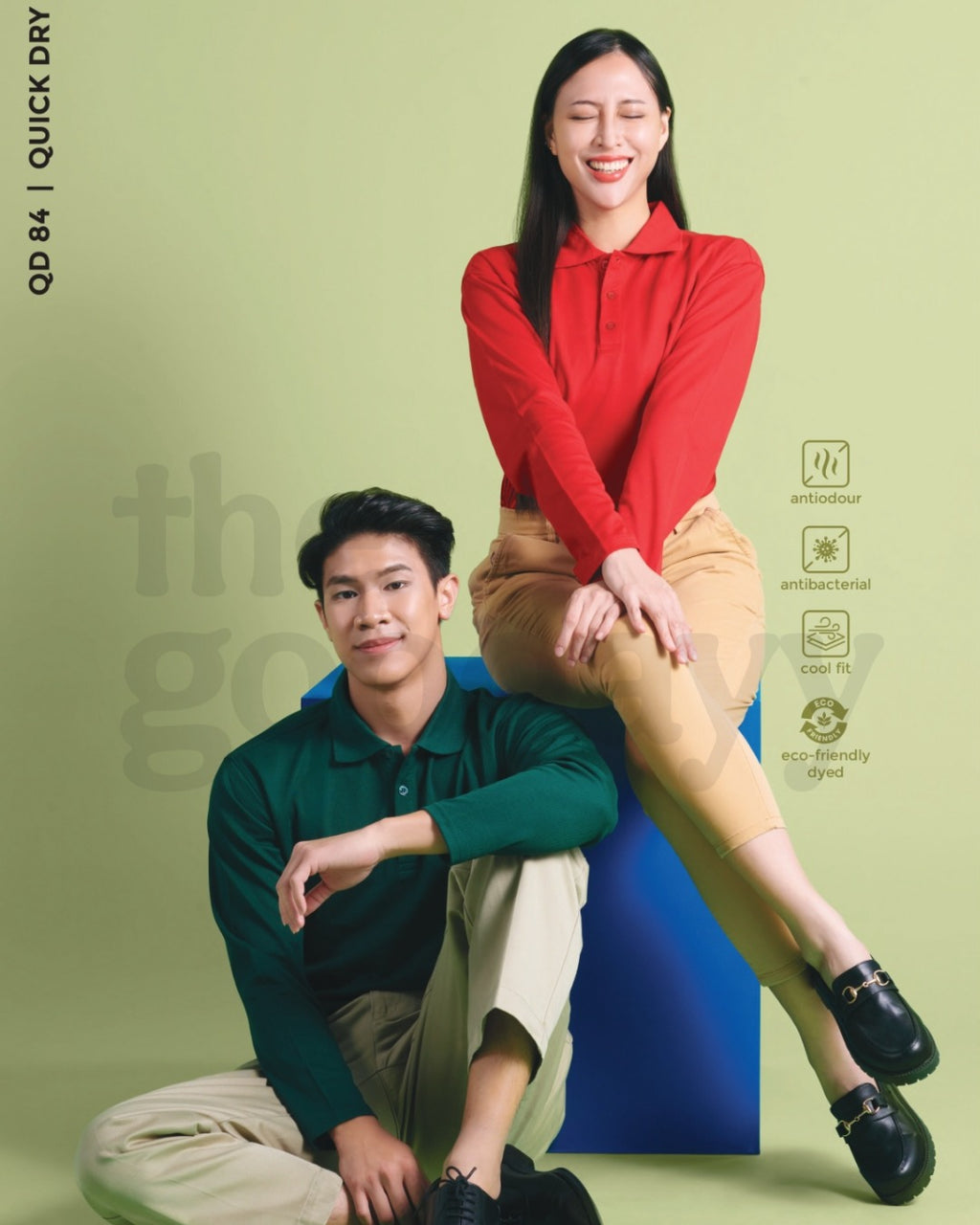 QD84 Quick Dry CVC Long Sleeve Polo