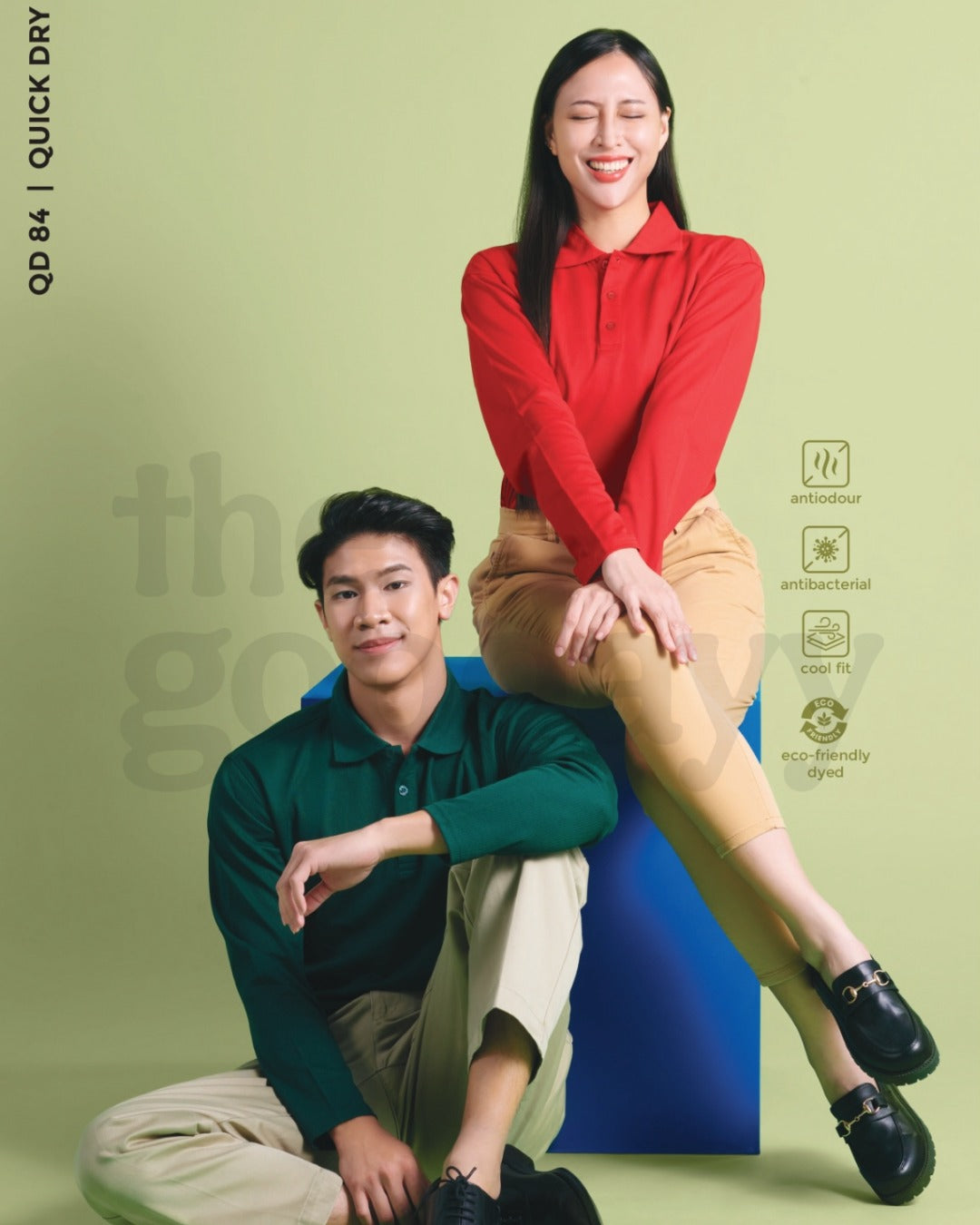 QD84 Quick Dry CVC Long Sleeve Polo