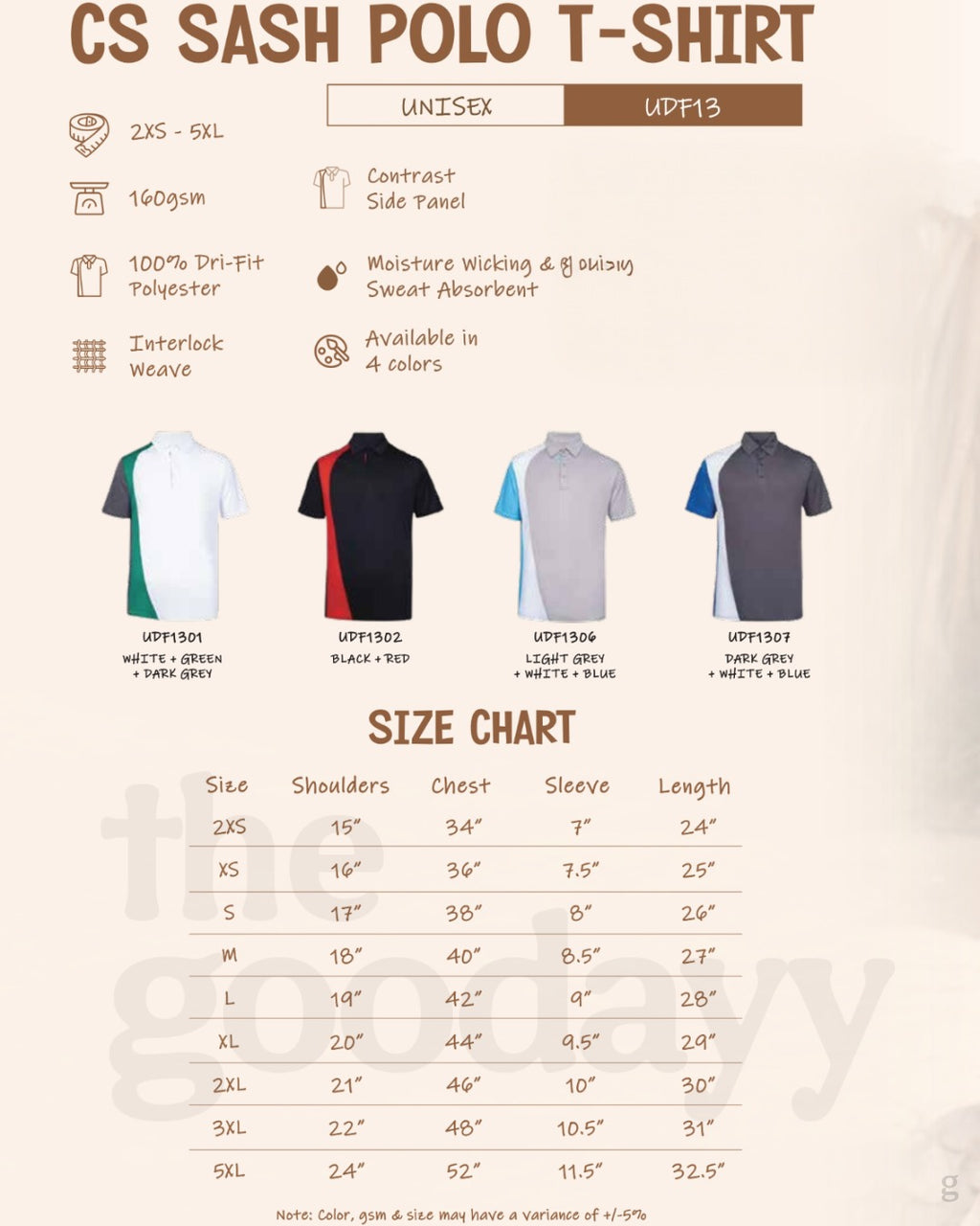 UDF13 Quick-Dry Short Sleeve Contrast CS Sash Polo