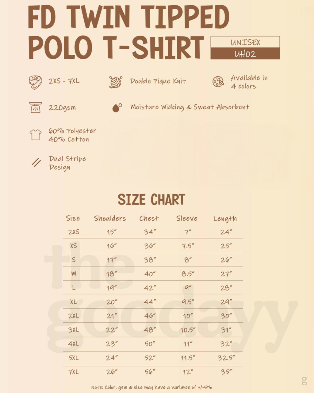 UH02 Double Pique CVC Short Sleeve Twin Tipped Polo