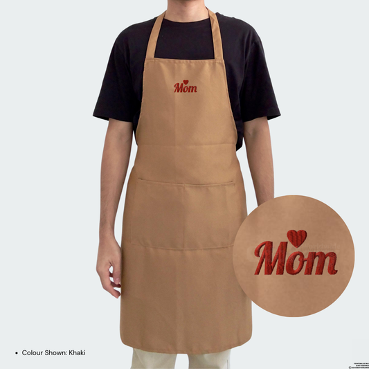 Hearts Mom Embroidery Apron