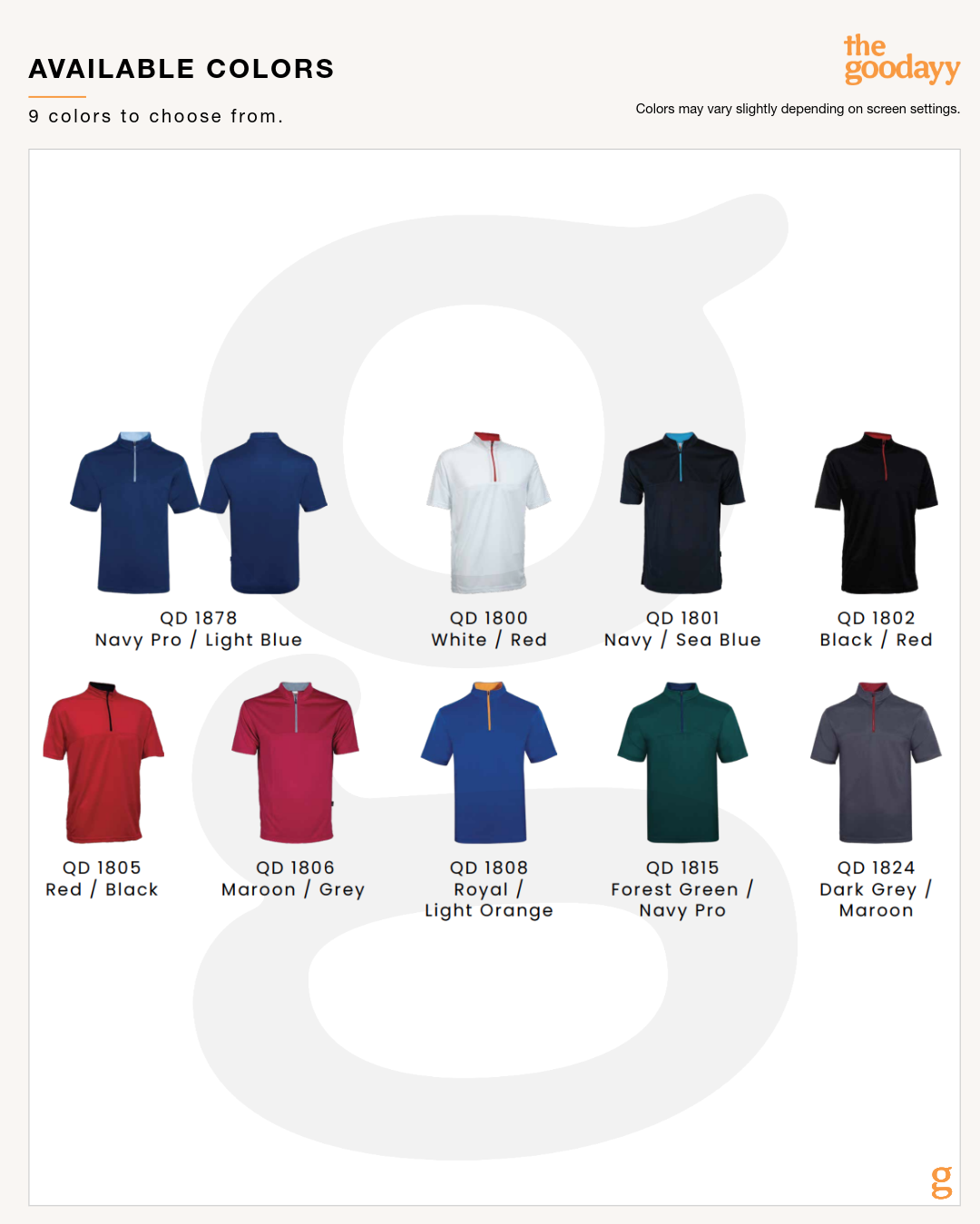 QD18 Quick Dry Short Sleeve Mandarin Collar Zip Polo