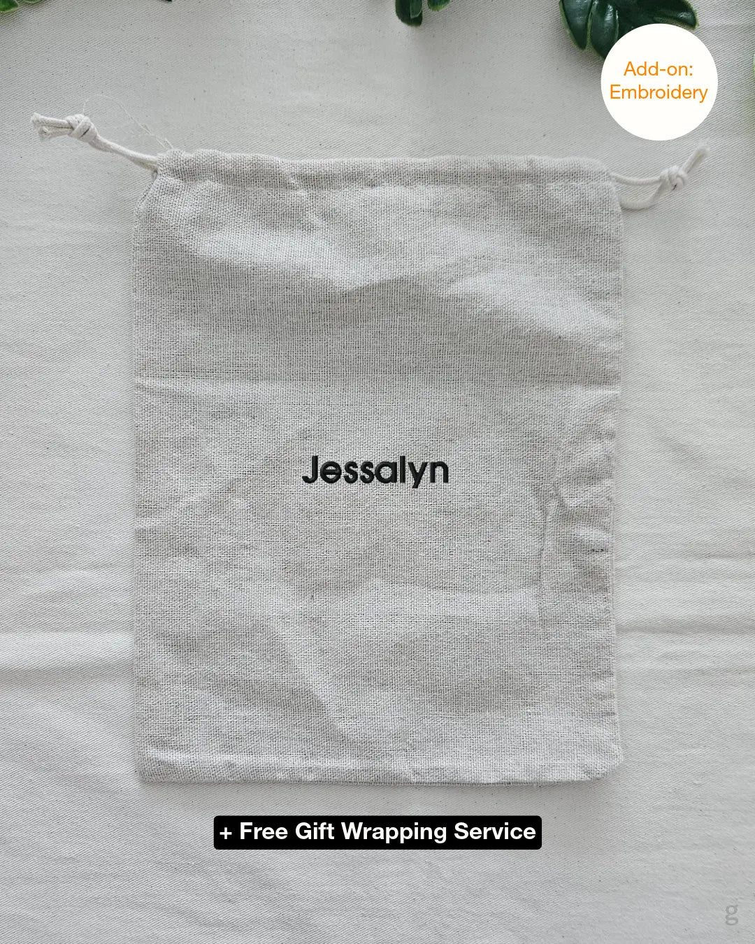 [Embroidery Name] Eco Linen Pouch