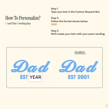 DAD Est Embroidery Baseball Cap - Personalized