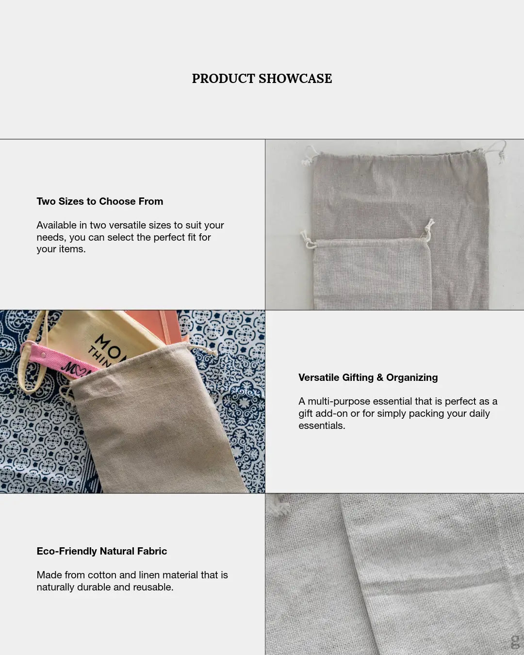 [Embroidery Name] Eco Linen Pouch