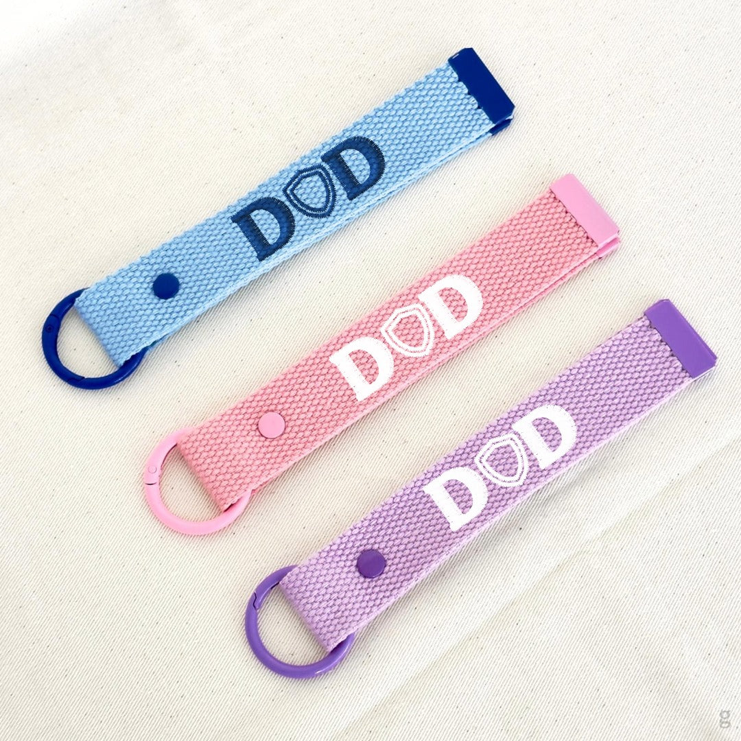 Dad Shield Canvas Keychain Strap