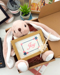 Joy Embroidered Frame & Bunny Gift Box