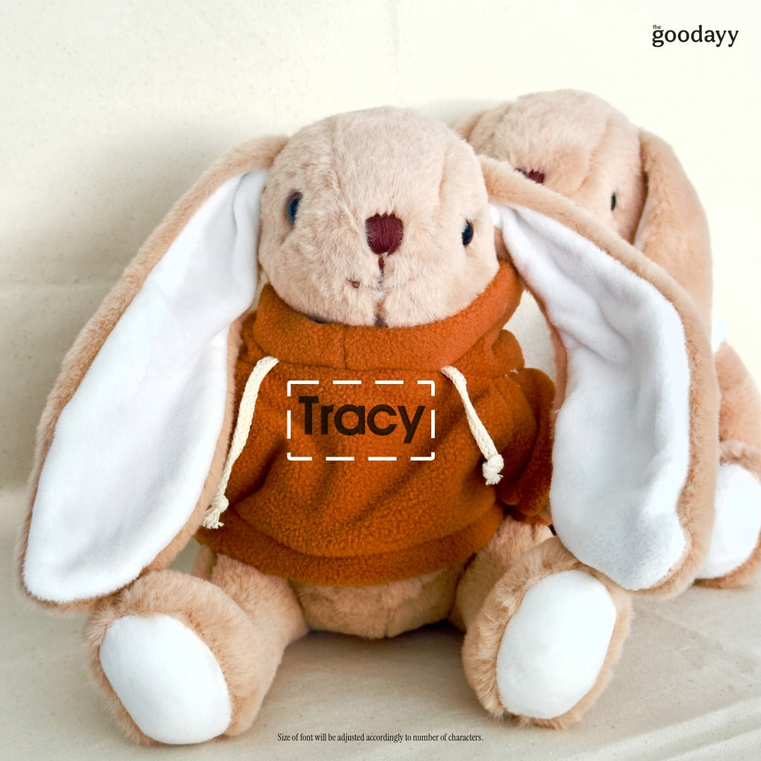 Personalize Bunny Soft Toy - Embroidered Hoodie