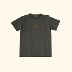 Image of model wearing  "keep going" embroidered on a 200gsm cotton tee that is available in 3 colours and available in 4 sizes, S M L XL and 2XL.