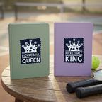 Pickleball King and Queen stickers on hardcover notebooks