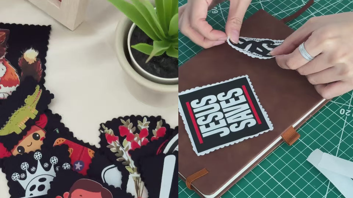 The Goodayy upcycle fabric stickers made from used fabrics. Giving this old unwanted fabrics new life and purpose.