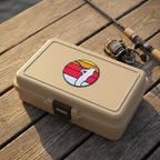 Sunset Cast Fishing sticker on a tackle box