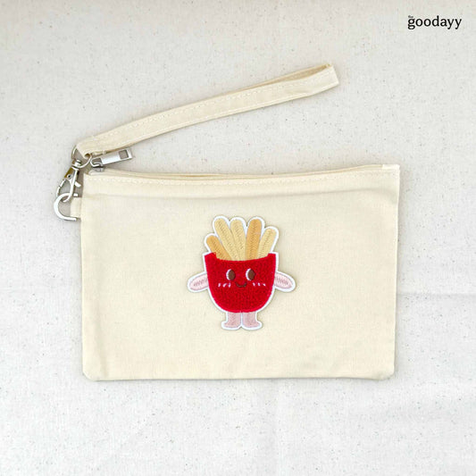 The Goodayy White Pouch With Embroidery Patches Customization