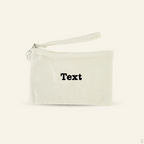 The Goodayy beige pouch with strap canvas that can be personalized with a  custom embroidered name or text.